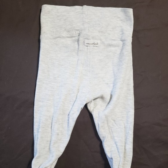 H&M Leggings Organic Cotton With Feet Grey New Arrival Tag On Bum 4-6 Month Size - Picture 2 of 5